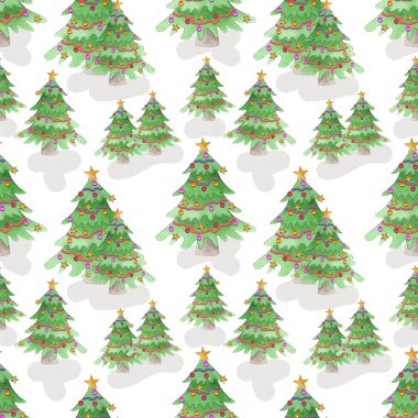 Süslü Noel Ağaçlarıyla Kusursuz Kış Şablonu Tasarımı.