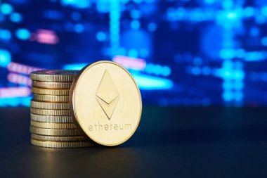 Ethereum kripto para birimleri ve arkaplan grafik istatistikleri