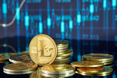 Litecoin kripto para birimi piyasa dalgalanmalarını gösteren bir ticaret grafiği ile görüntülenir.