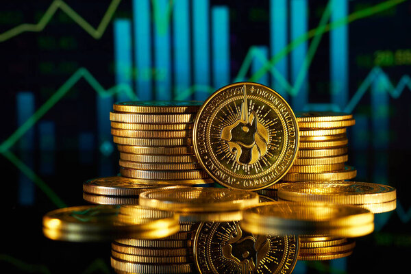 Монеты Uniswap сопоставлены с графиком цифрового анализа рынка, показывающим тенденцию роста, что свидетельствует о растущем интересе к инвестициям в криптовалюту сегодня.