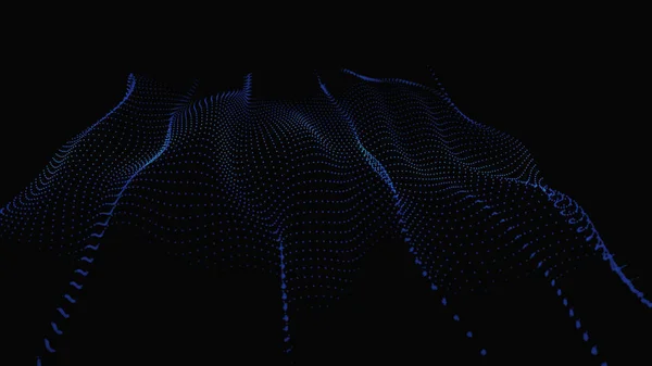 Волна Точек Линий Абстрактный Фон Динамической Волной Точки Космосе Рендеринг — стоковое фото