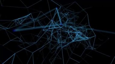Noktaları ve çizgileri hareket ettiren soyut dijital bağlantı. Teknoloji pleksi. 3d Kusursuz döngü 4K