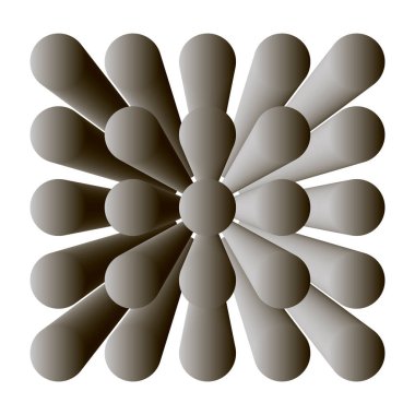 Gri, ışıl ışıl kablo tüneli. Perspektif olarak ağ tüneli. Huni ya da portal illüzyonu. Optik illüzyon sanatı.