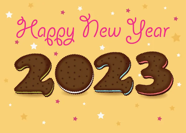 Cookies 2023 Konstnärligt Brunt Nummer Som Chokladkakor Med Färgglad Grädde — Stockfoto