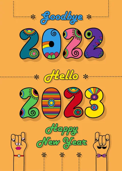 Ευχετήρια Κάρτα Της Ρέτρο Αντίο 2022 Γεια Σου 2023 Καλή — Φωτογραφία Αρχείου