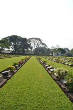 Sri Lanka 'da 2. Dünya Savaşı' nın kutsal yerinin kutsal bahçesinin mezarlığı..