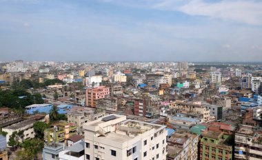 Chittagong, Bangladeş, 14 Kasım 2023 Chittagong şehrinin güneşli manzarası. Çittagong şehrinin en üst manzarası, Bangladeş