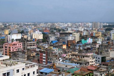 Chittagong, Bangladeş, 14 Kasım 2023 Chittagong şehrinin güneşli manzarası. Çittagong şehrinin en üst manzarası, Bangladeş