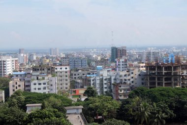 Chittagong, Bangladeş, 14 Kasım 2023 Chittagong şehrinin güneşli manzarası. Çittagong şehrinin en üst manzarası, Bangladeş