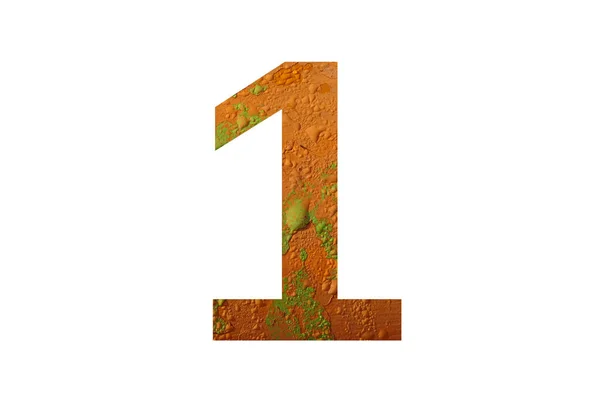 Nummer Des Alphabets Mit Orangefarbenem Hintergrund Mit Regentropfen Mit Den — Stockfoto