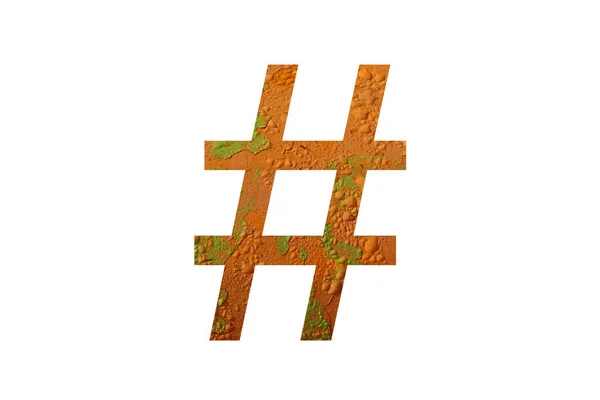 Hashtag Abecedy Oranžovou Barvou Pozadí Kapkami Deště Oranžové Zelené Žluté — Stock fotografie