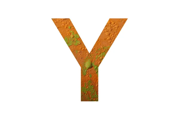 Літера Алфавіту Зроблена Оранжевим Кольоровим Тлом Краплями Кольорами Помаранчевий Зелений — стокове фото