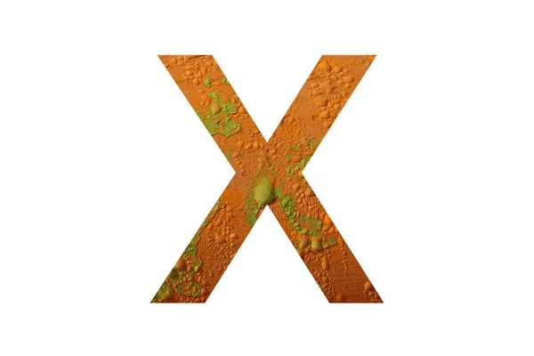 雨粒が入ったオレンジ色の背景のアルファベットの文字Xは オレンジ 黄色です — ストック写真