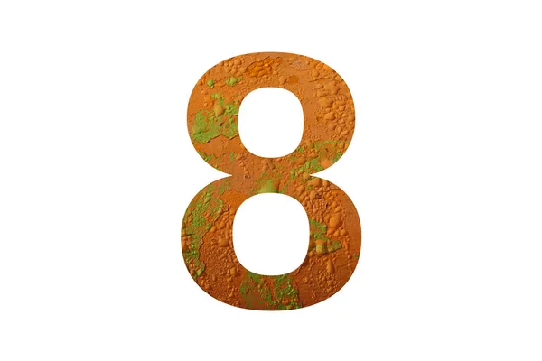 Numer Alfabetu Wykonane Pomarańczowym Tle Kolor Kropel Deszczu Kolorami Pomarańczowym — Zdjęcie stockowe