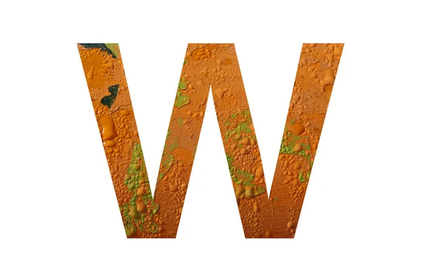 雨粒が入ったオレンジ色の背景のアルファベットの文字W オレンジ — ストック写真