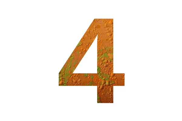 4号字母表 背景为橙色 有雨滴 颜色为橙色 绿色和黄色 — 图库照片