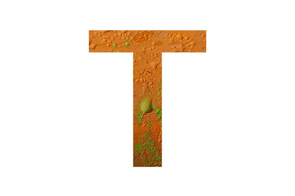 Літера Алфавіту Зроблена Оранжевим Кольоровим Тлом Краплями Кольорами Помаранчевий Зелений — стокове фото