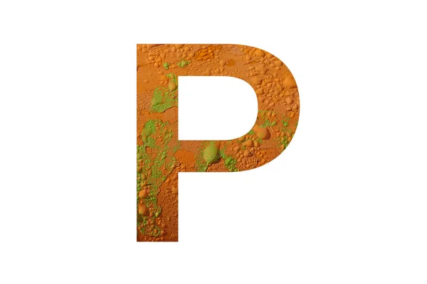 雨粒が入ったオレンジ色の背景のアルファベットの文字P オレンジ — ストック写真