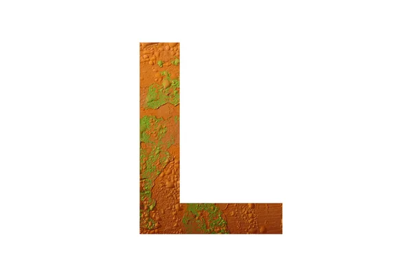 字母L的字母L 背景为橙色 有雨滴 颜色为橙色 绿色和黄色 — 图库照片
