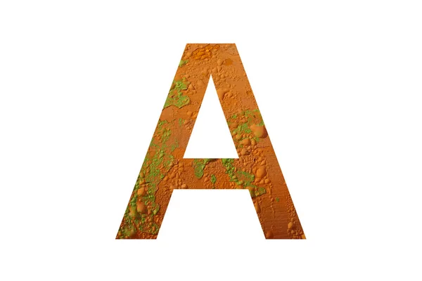 Letra Del Alfabeto Hecha Con Fondo Color Naranja Con Gotas —  Fotos de Stock