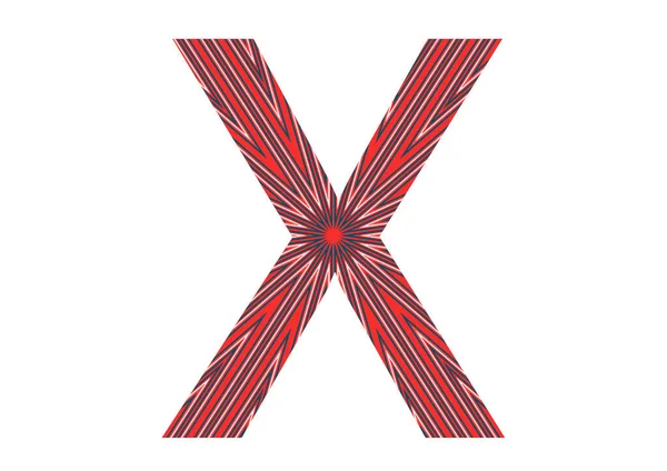 白い背景に赤 ピンク 白の線で囲まれた星で作られたアルファベットの文字X — ストック写真
