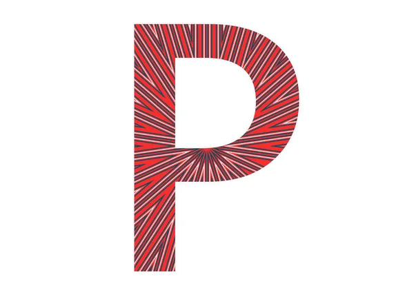 字母P 字母P 由一颗红光 粉红光 蓝光和白光的恒星制成 背景为白色 — 图库照片