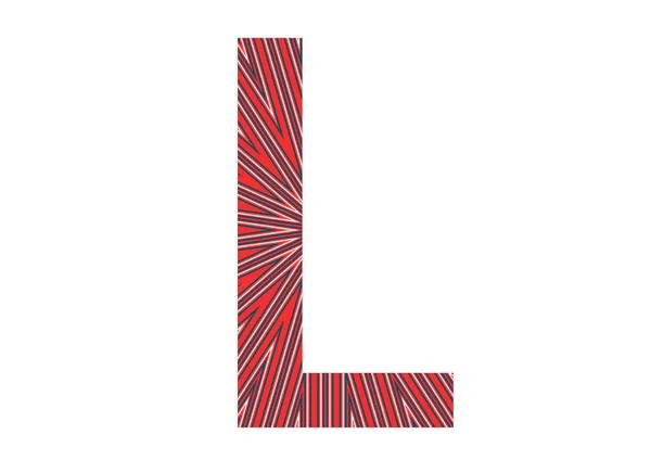 字母L 字母L 由一颗红光 粉红光 蓝光和白光的恒星制成 背景为白色 — 图库照片