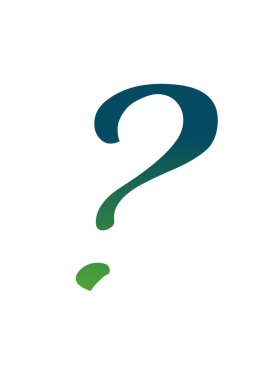 Yeşil ve mavi gradyanlı alfabenin soru işareti. Beyaz bir arkaplanda izole edilmiş