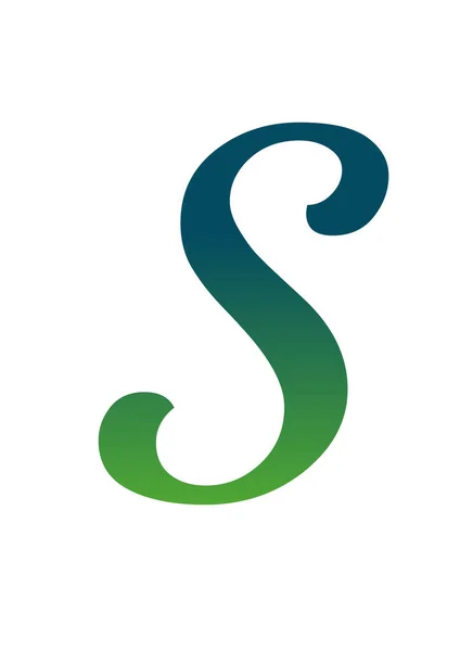 字母S由绿色和蓝色梯度构成的字母S 被白色背景隔离 — 图库照片