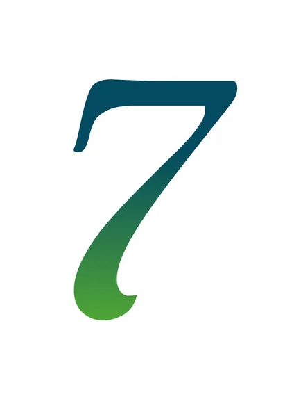 字母中7的数字是用绿色和蓝色的渐变来表示的 被白色背景隔离 — 图库照片