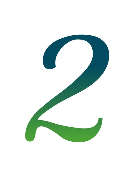 绿色和蓝色梯度组成的字母表的第2号 被白色背景隔离 — 图库照片