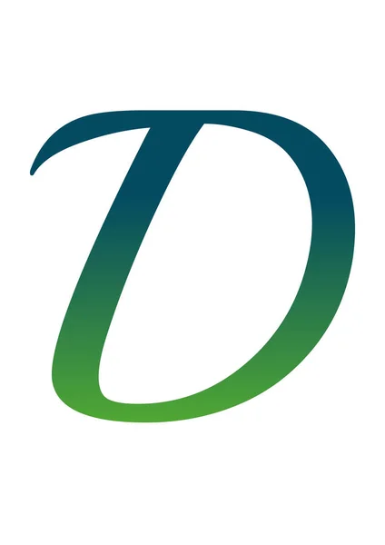 字母D由绿色和蓝色梯度构成的字母D 被白色背景隔离 — 图库照片