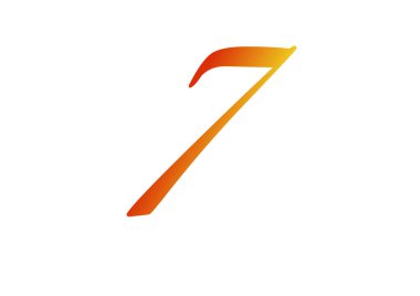 Number 7 of the alphabet made with yellow and red gradient. Isolated on a white background