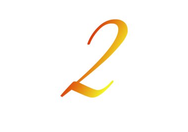 Number 2 of the alphabet made with yellow and red gradient. Isolated on a white background