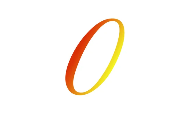 字母0为黄色和红色渐变的字母 被白色背景隔离 — 图库照片
