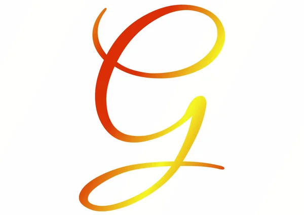 字母G由黄色和红色梯度构成的字母G 被白色背景隔离 — 图库照片