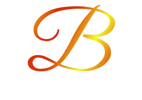 字母B由黄色和红色梯度构成的字母表的字母B 被白色背景隔离 — 图库照片