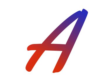 Letter A of the alphabet made with red and blue gradient, isolated on a white background