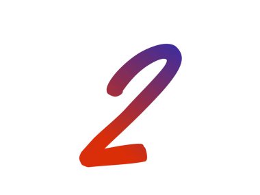 Number 2 of the alphabet made with red and blue gradient, isolated on a white background