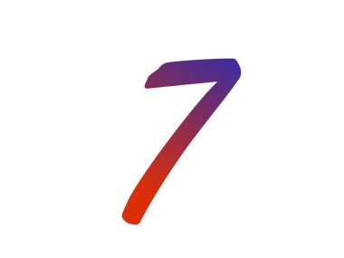 Number 7 of the alphabet made with red and blue gradient, isolated on a white background