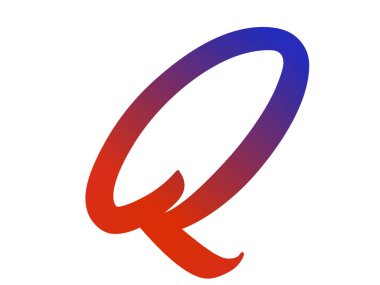 Letter Q of the alphabet made with red and blue gradient, isolated on a white background