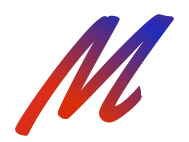 Letter M of the alphabet made with red and blue gradient, isolated on a white background