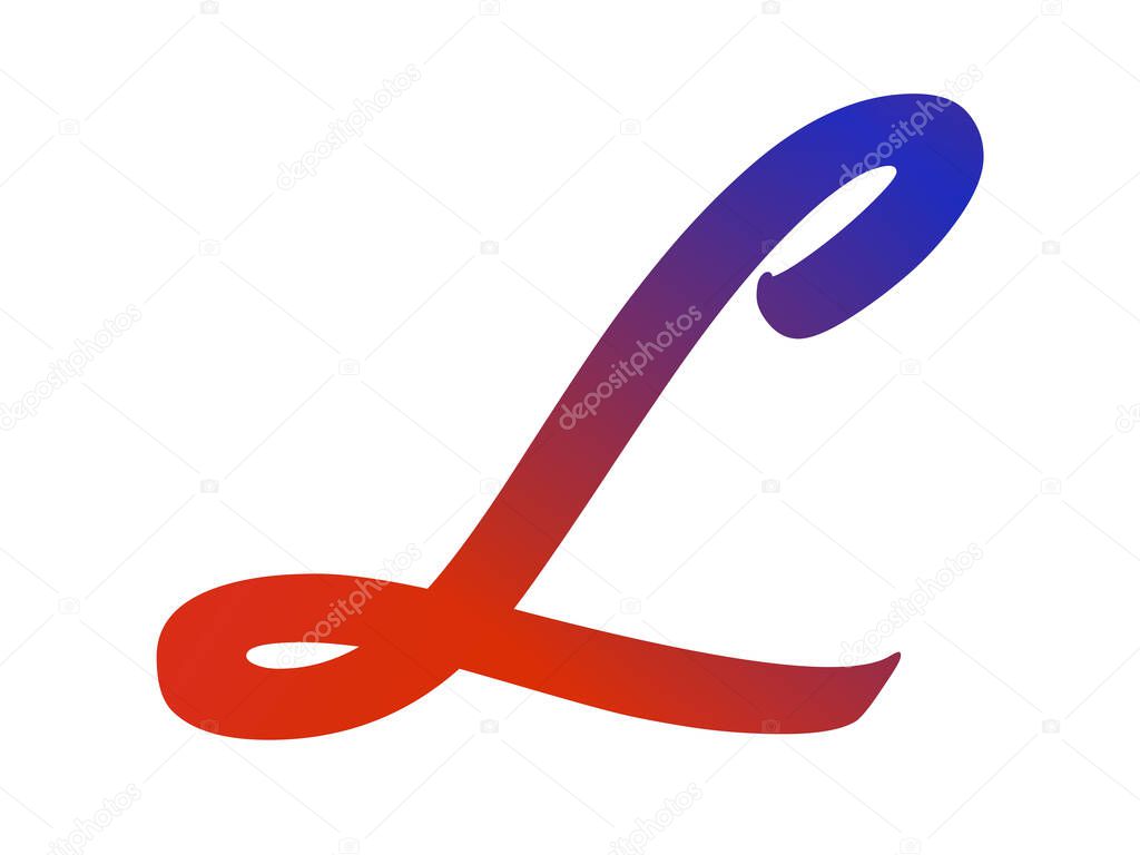 Letter L of the alphabet made with red and blue gradient, isolated on a white background