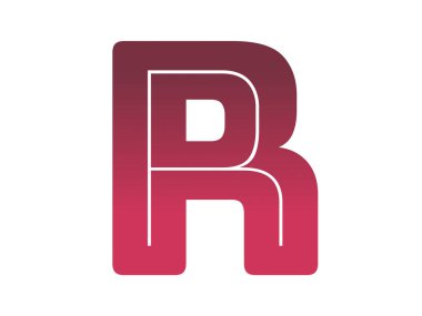 Letter R of the alphabet made with a color gradient from red tot pink, isolated on a white background