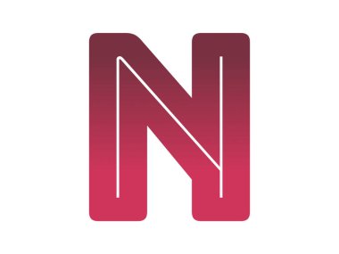Letter N of the alphabet made with a color gradient from red tot pink, isolated on a white background