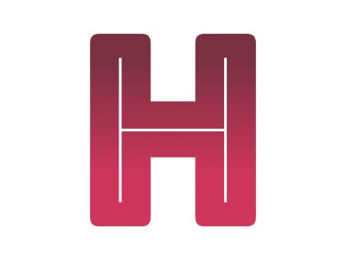 Letter H of the alphabet made with a color gradient from red tot pink, isolated on a white background