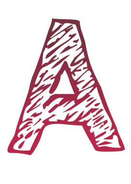 Alfabedeki A harfi, beyaz arka planda izole edilmiş, kırmızıdan pembeye doğru renk eğimine sahip.