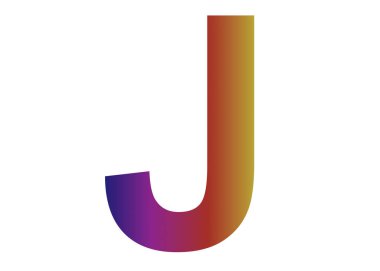 Letter J of the alphabet made with colors of the rainbow, with pink, blue, red, yellow, green isolated with a white background