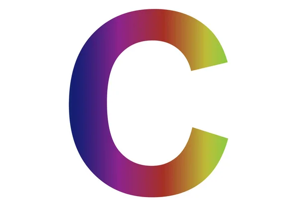 Letter c of the alphabet made with colors of the rainbow, with pink, blue, red, yellow, green isolated with a white background