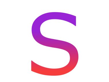 Letter S of the alphabet made with color gradient from purple to red, isolated on a white background